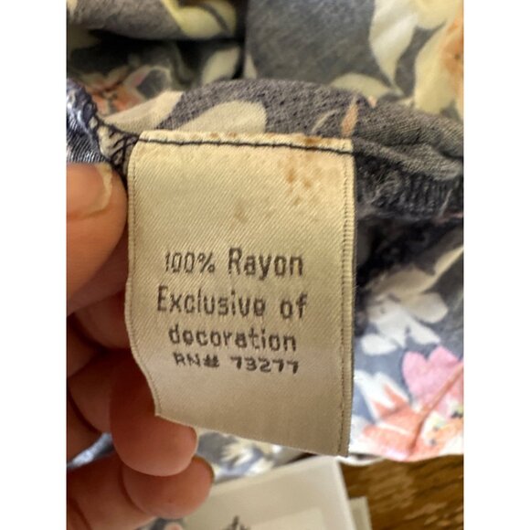 Lauren Conrad Floral Maxi Dress S Navy Blue Flowy Romantic Cottagecore Beachy - Picture 6 of 8